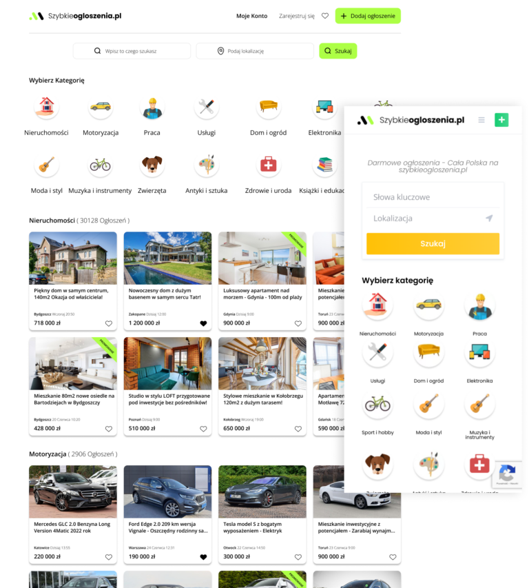 szybkieogloszenia.pl ux ui classified website